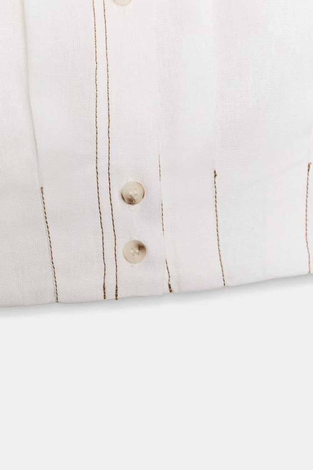 ZARA ТОП ИЗ СМЕСОВОГО ЛЬНА СО СТРОЧКОЙ, БЕЛЫЙ