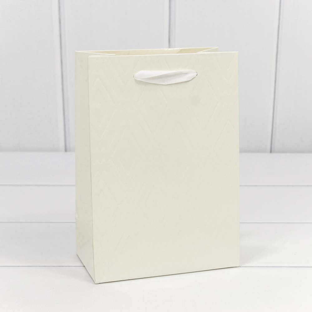 Пакет подарочный 14х20х8см Премиум "Элегант" (Белый)