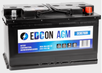 EDCON AGM 6CT- 80 ( DC80760R ) аккумулятор