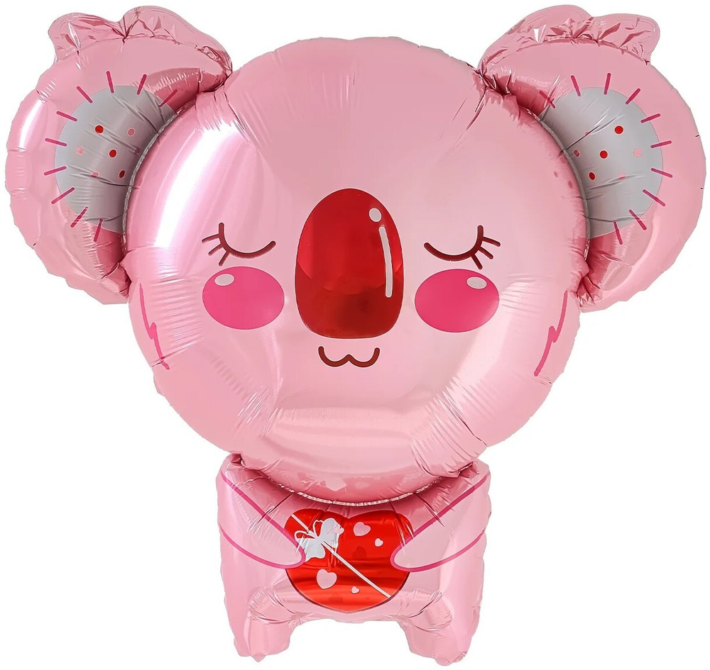 Шар (29""/74 см) Фигура, Коала с сердечком, Розовый, 1 шт. Ж1