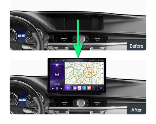 Магнитола Lexus ES250 2012-2015 (взамен монохром экрана) - Carmedia LUX-ES12A/KP-13-464-S10 монитор 13" 2K QLED на Android 12, ТОП процессор, CarPlay, 4G SIM-слот, джойстик в комплекте, 4/64ГБ