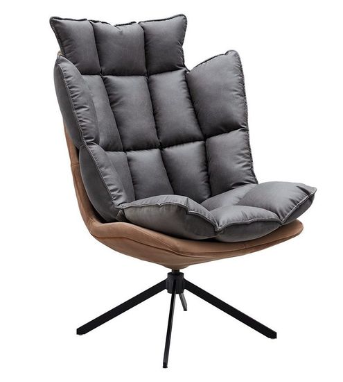 Кресло Husk серое с коричневым метал.ножки