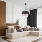 Люстра подвесная 3x60Вт Е27, металл/ткань, черный, плафон черный/бежевый/белый