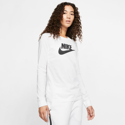 Женская теннисная футболка (dł. Рукава) Nike Swoosh Essential LS Icon Ftr - white/black