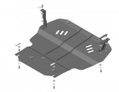 Защита картера Двигателя, КПП. 2 мм, Сталь. для Skoda Superb 2013-2015, Volkswagen Caddy 2004-2010, Skoda Yeti 2009-2018, Volkswagen Caddy 2010-2021 MOTODOR.02733