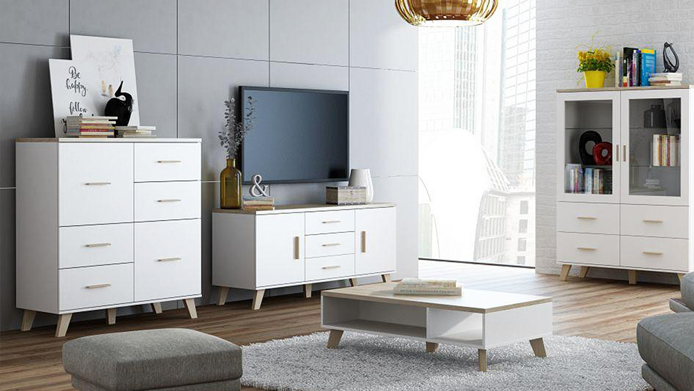 Комод Мелания 23 Белый 101/ Клен 375 150*45*69 см, Белый 101/Клен 375   Фиеста