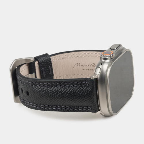 Ремешок для Apple Watch Ultra 49mm из кожи сафьяно, черного цвета