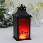 Сувенир с подсветкой "Камин" 13*13*31 см (работает от 3*ААА), Черный (Серпантин)