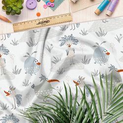 Ткань лен необычные птички