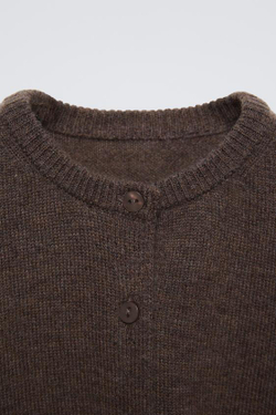 ZARA КАРДИГАН ИЗ 100% ШЕРСТИ, ШОКОЛАДНЫЙ