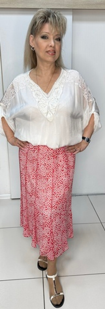 Немецкая, шифоновая, красно-белая юбка