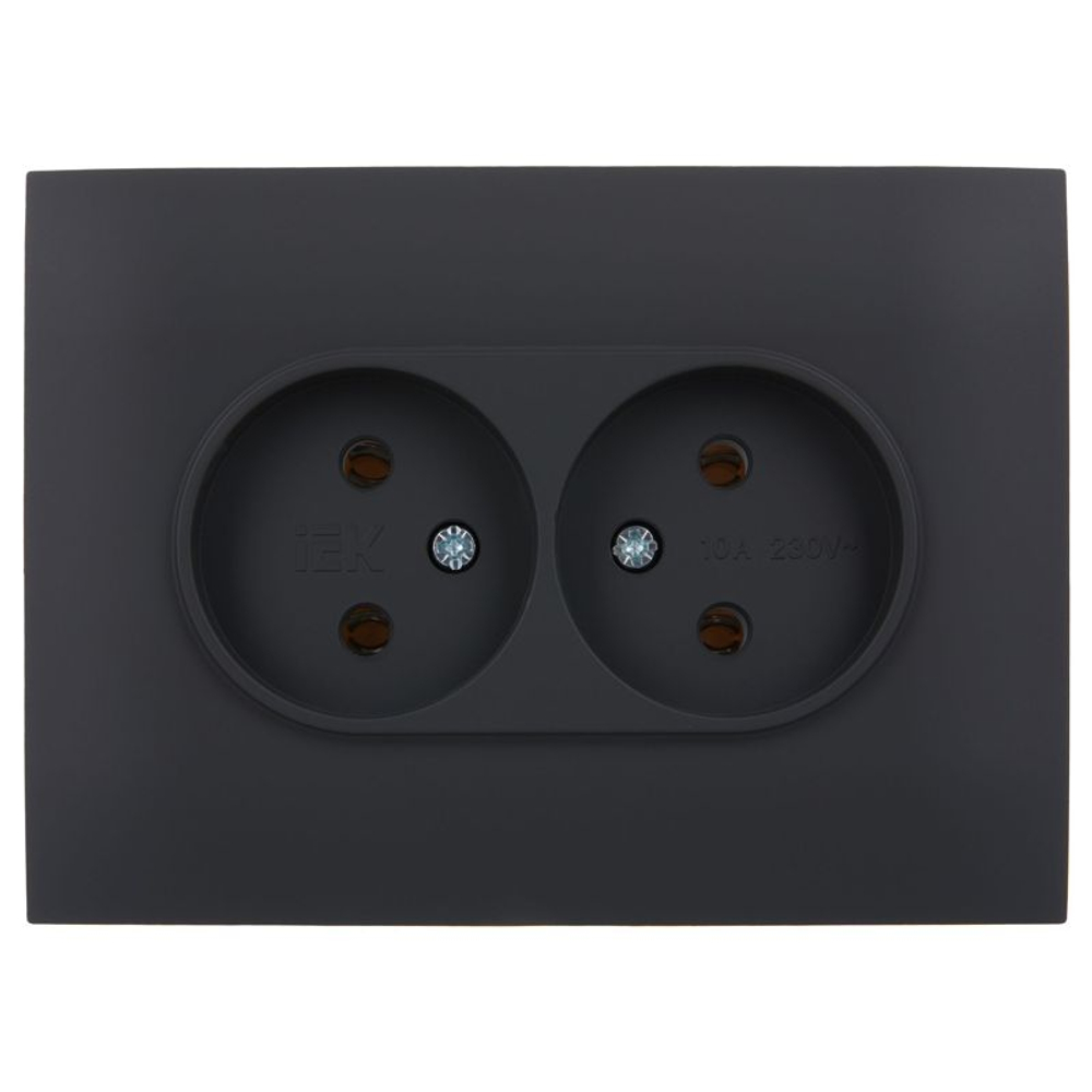 Розетка 2-м SKANDY 10А без заземл. без защ. шторок в сборе SK-R10G графит IEK SK-R20-10-K53-F