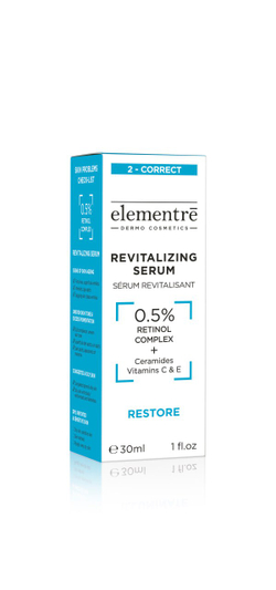 Ревитализирующая сыворотка с ретинолом 0,5% 0.5% RETINOL - REVITALIZING SERUM 30 ml. от Elementrè Dermo Cosmetics, Швейцария, для anti-age программ, при тусклом и неровном тоне кожи, для кожи с признаками фотостарения, в программах обновления и восстановления кожи, для профессионального и домашнего ухода