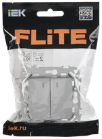 FLITE Выключатель 2-клавишный с индикацией 10А ВС12-1-1-ФлА алюминий IEK