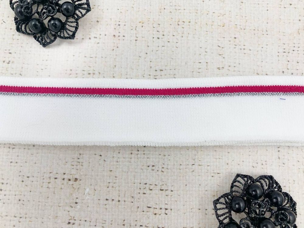 Подвязы трикотажные, ш. 3,5 см, L 126 см, белый с розовым