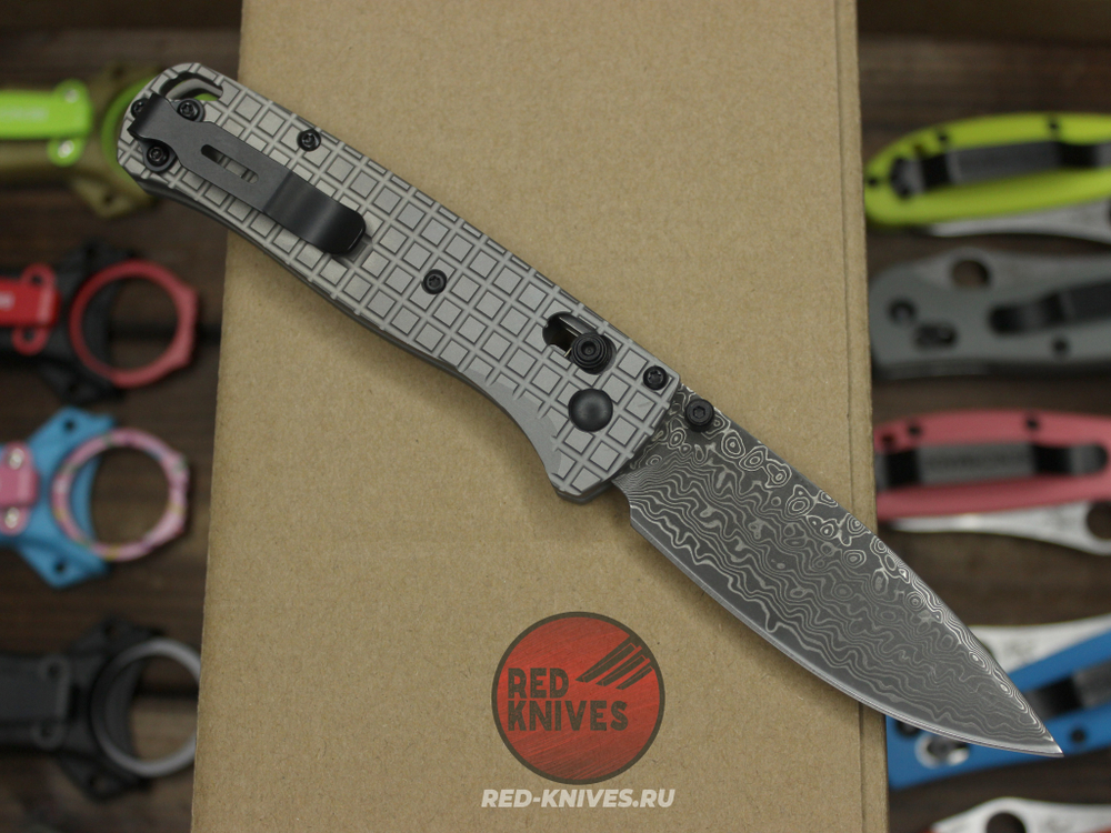 Нож Benchmade 535 Bugout Frag Titanium Damascus A+++ - серый титан, клинок дамаск