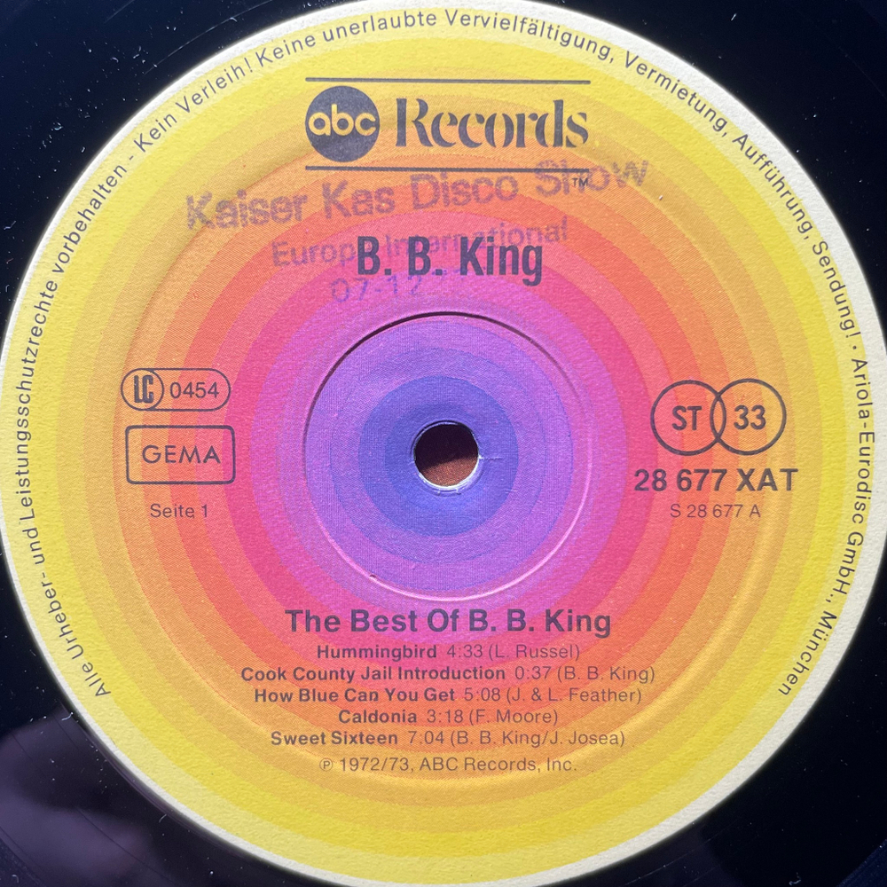 B.B. King ‎– The Best Of B. B. King (Германия 1977г.)