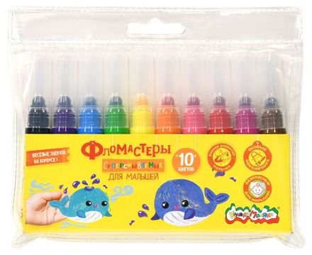 Фломастеры 10 цветов Каляка-Маляка Для малышей, принт, утолщённые