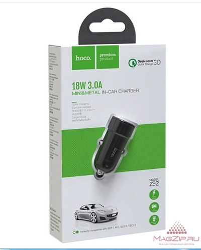 Автомобильное зарядное устройство HOCO Z32 18W QC3.0 3A USB Black
