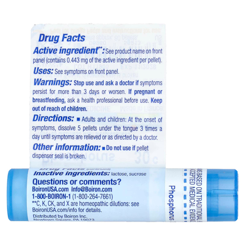 Boiron, Фосфор, 30C, снотворное, прибл. 80 гранул