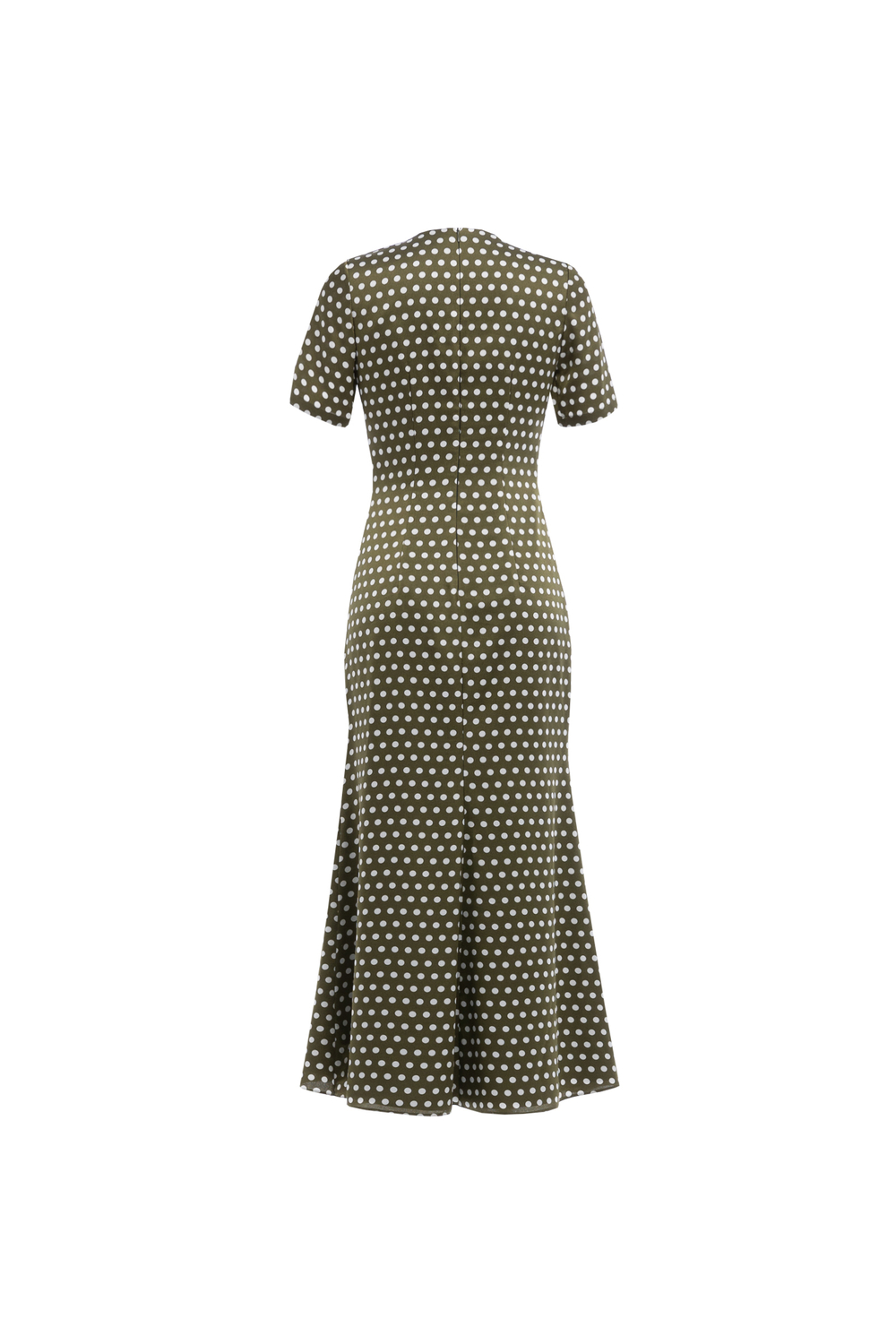 09-01-25 SS Платье с декоративными складками на уровне талии оливковое в "горох"