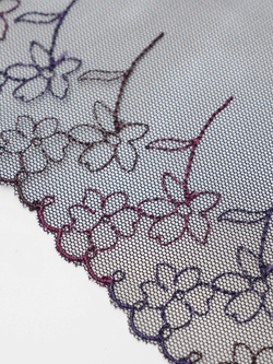 Вышивка на сетке черная с мультиколором неэластичная ширина 18 см ОТРЕЗ 1,6 м