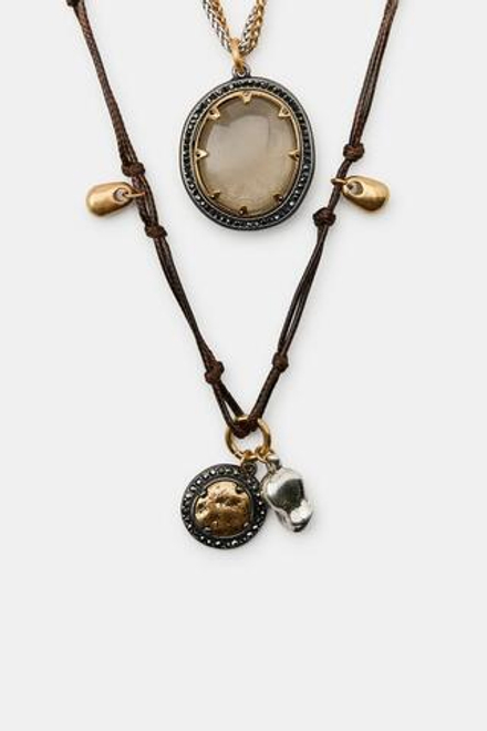 ZARA НАБОР ИЗ ТРЕХ ОЖЕРЕЛИЙ С КАМНЯМИ И ШАРМАМИ, ЗОЛОТОЙ/СЕРЕБРЯНЫЙ