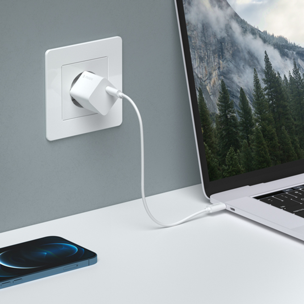 Сетевое зарядное устройство Deppa USB-C, Power Delivery, GaN, 20Вт, белый