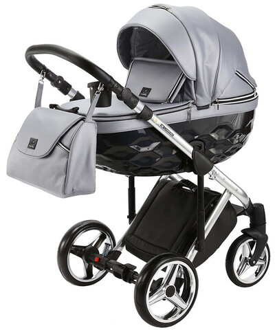 Детская коляска Adamex Chantal Special Edition Deluxe 2 в 1 C102 (СЕР.ПЕРЛ.КОЖА ХРОМ.РАМА)