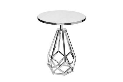 Стол журнальный с мраморной столешницей d50x62см, цвет опоры серебро Garda Decor