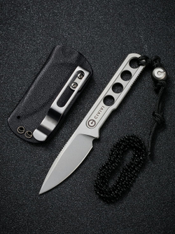 Нож CIVIVI Fixed Blade Circulus сталь 10Cr15CoMoV, рукоять из нержавеющей стали с каменной отделкой серая