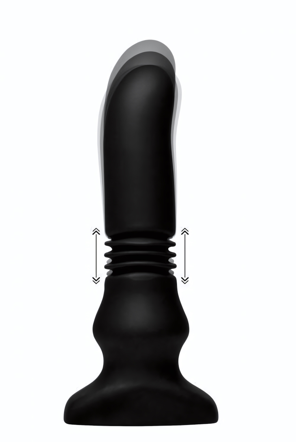 Черный фрикционный вибратор Silicone Vibrating & Thrusting Plug with Remote Control - 17,1 см. (Цвет: черный)