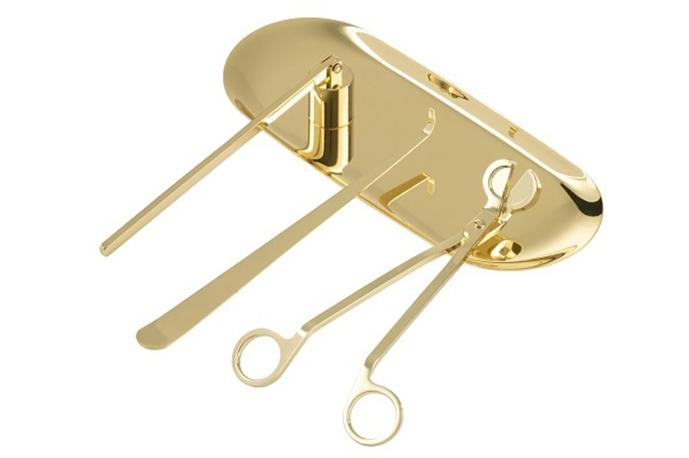 Набор для свечей "Снуфер" золотой 25x11,5x4,3см