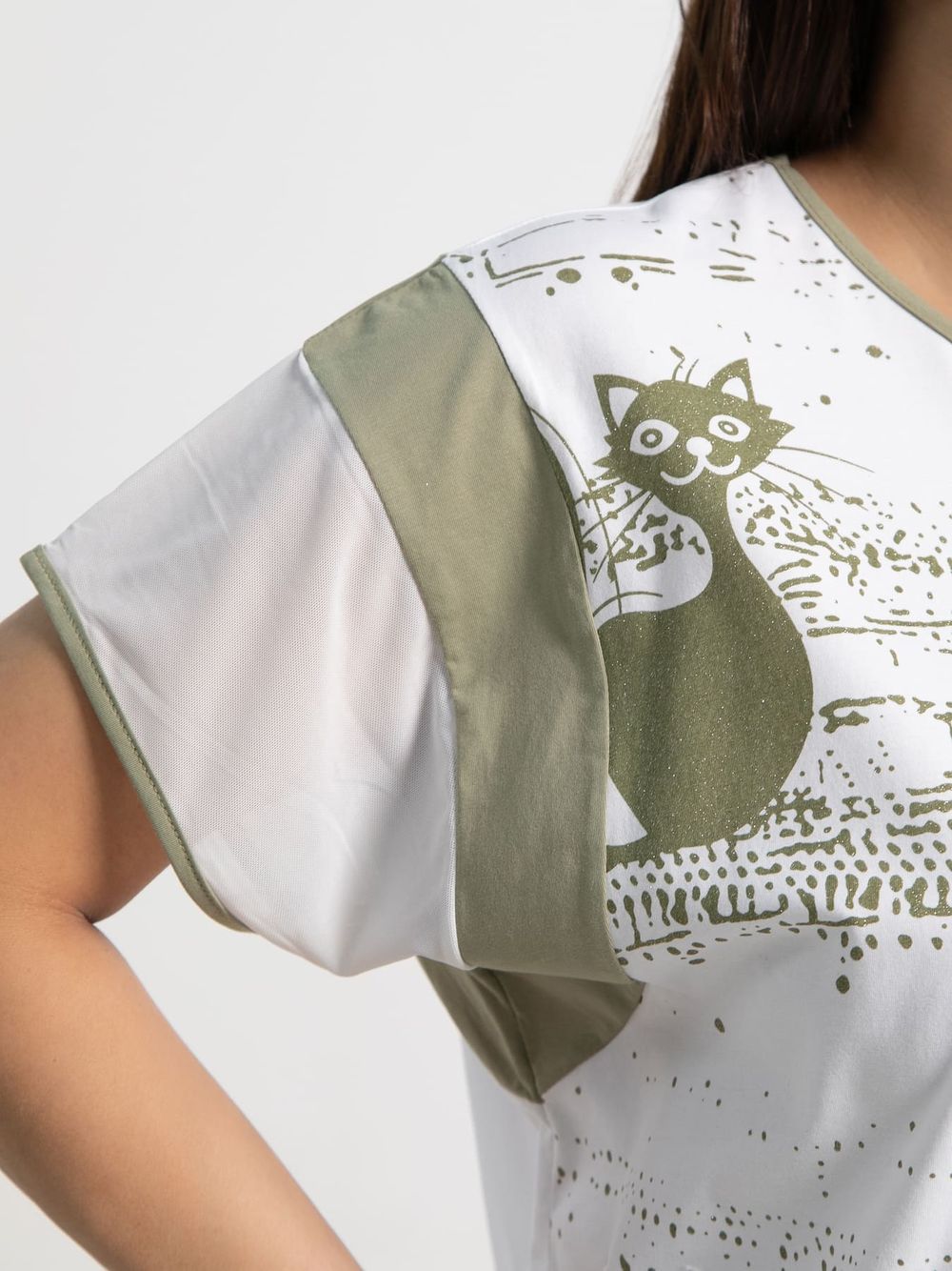 Блуза Алтея (белая/хаки) Б15366-20М LT Collection