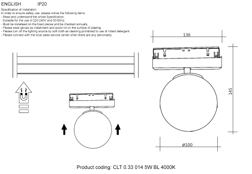 Светильник трековый магнитный Crystal Lux CLT 0.33 014 5W BL 4000K