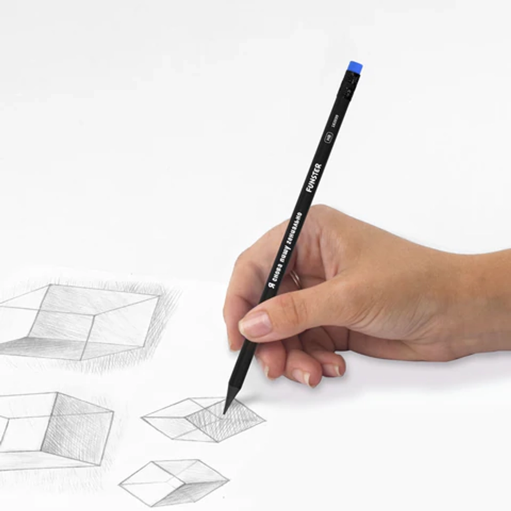 Набор карандашей чернографитных c забавной надписью FUNNY NOTES BLK, 6 штук, HB, с ластиком