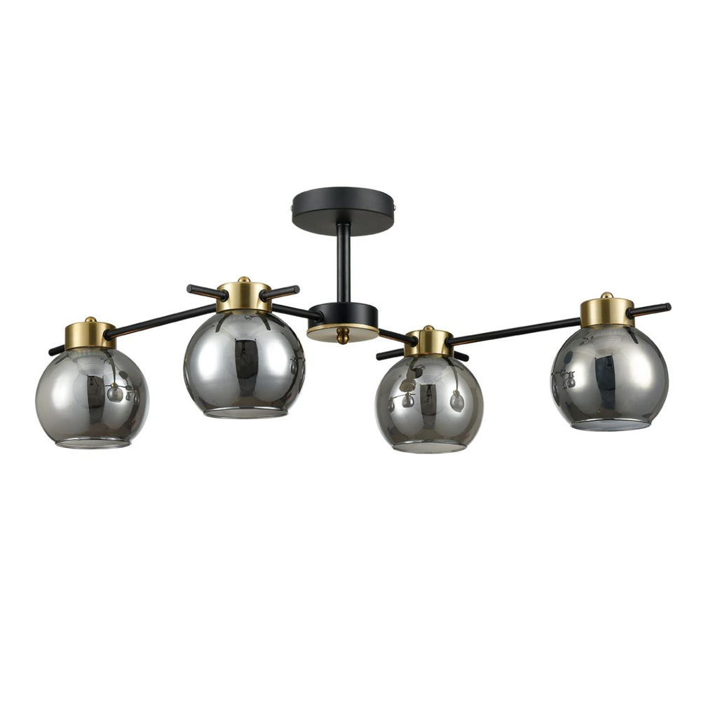 8059/4C COMFI LN24 000 черный, медь/дымчатый металл/стекло Люстра потолочная E27 4*60W 220V EMINA