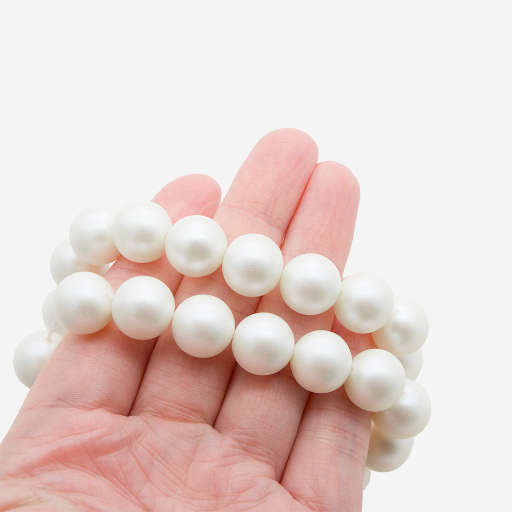 Хрустальный жемчуг, оттенок "Shimmer Snow", шар 12мм, перламутрово-сатиновое улучшенное покрытие