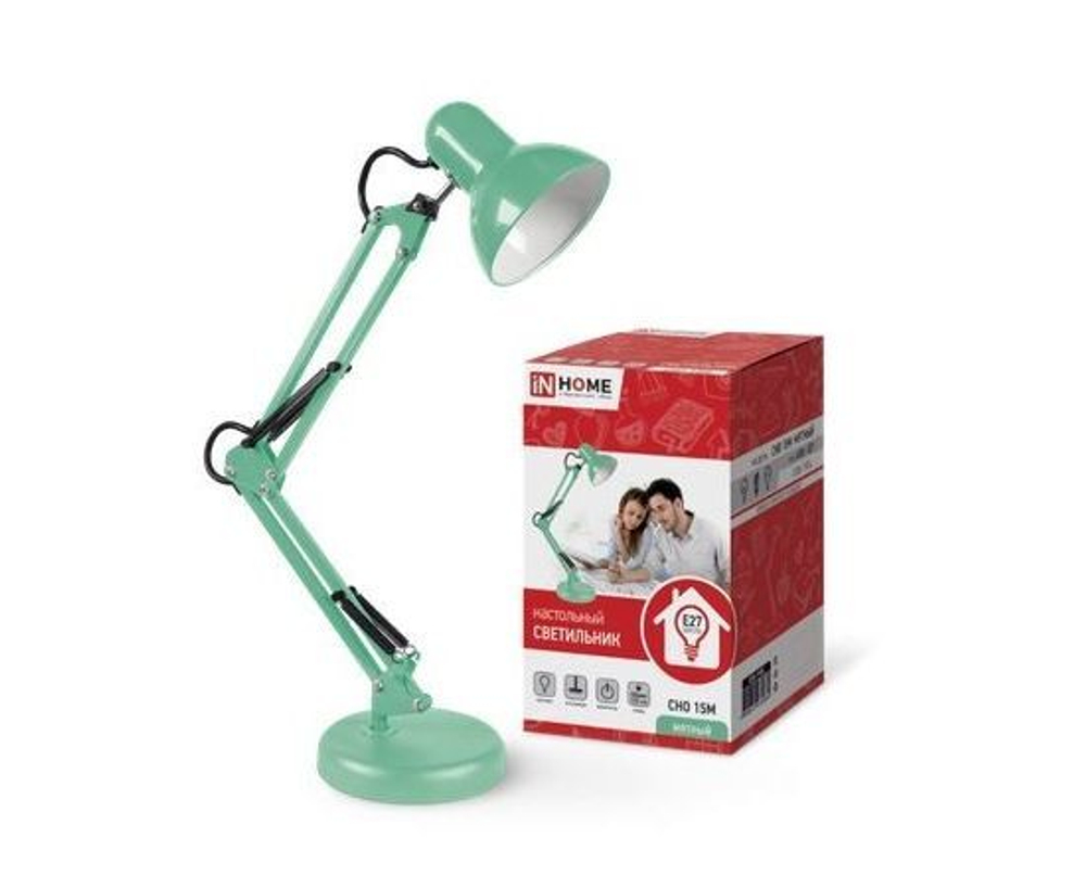 Светильник настольный под лампу на основании + струбцина СНО-15М, 60W, E27, Мятный, ASD/inHome
