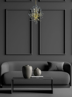 Люстра подвесная светодиодная, 12 LED ламп G9, до 108 Вт, до 30 кв м, золотая