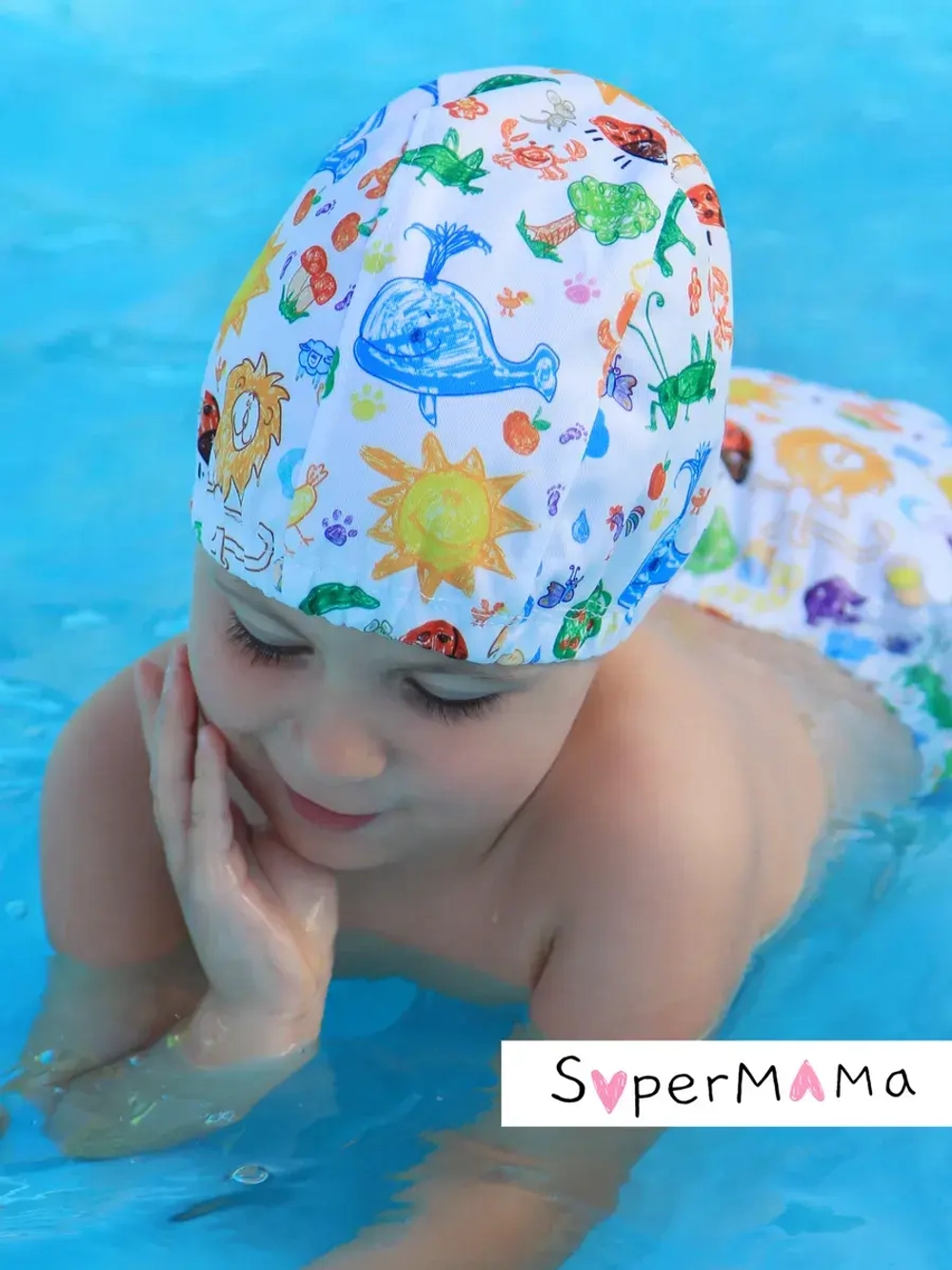Шапочка для плавания детская непромокаемая для бассейна