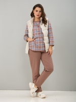 Костюм с брюками КБ-71/клеткабеж-бирюза