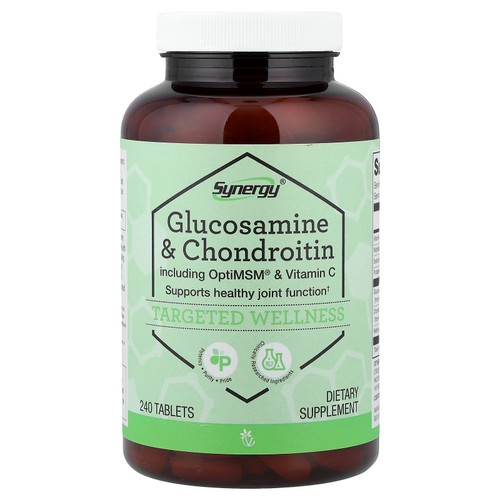 Vitacost, Synergy®, глюкозамин и хондроитин, включая OptiMSM® и витамин C, 240 таблеток
