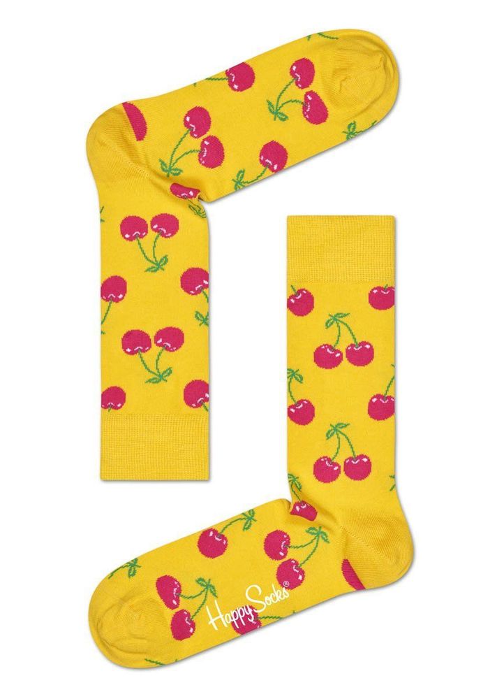 Желтые носки унисекс Cherry Sock с вишенками (Размер: 29) (Цвет: желтый)