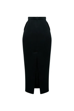 Юбка-карандаш атласная черная