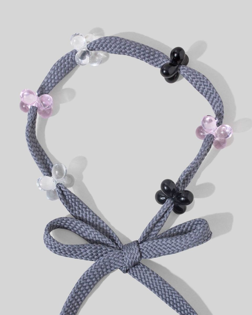 Подвеска на шнурки Glass Flower Pink