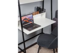Письменный стол Минден с надстройкой 84х42,4х175 белое тиснение / черный