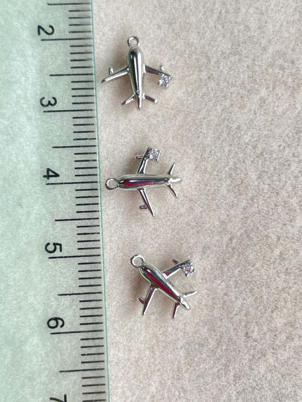 пд-89-р Подвеска "Самолетик с фианитом" 10мм, родий