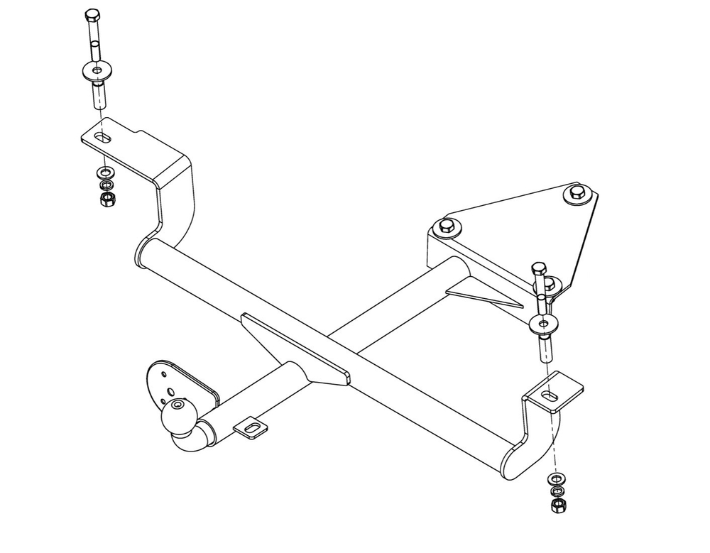 Фаркоп для ВАЗ 2110, 2111, 2112, 2170, 2171, 2172 1996- Тип шара: H (несъемный сварной). Нагрузки: 800/50 кг, VAZ-60