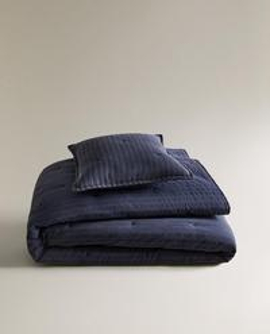 ZARA HOME ДЕТСКОЕ ОДЕЯЛО В ПОЛОСКУ, СИНИЙ